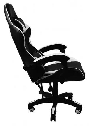 Кресло для геймеров с подушками bonro prestige, кресло геймерское черно-белое игровое для школьника4 фото