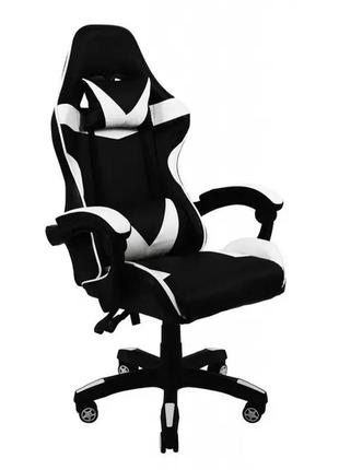 Кресло для геймеров с подушками bonro prestige, кресло геймерское черно-белое игровое для школьника2 фото