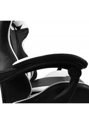Кресло для геймеров с подушками bonro prestige, кресло геймерское черно-белое игровое для школьника7 фото
