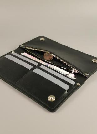 Гаманець slim wallet (чорна гладка шкіра)2 фото