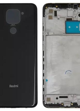 Корпус для xiaomi redmi note 9, серый, с боковыми кнопками, midnight grey