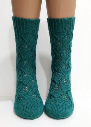 Женские вязаные носки с ажурным узором7 фото