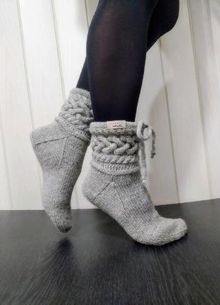 В'язані жіночі шкарпетки з спеціальної шкарпеткової пряжі4 фото