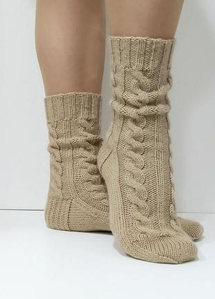 Вязаные женские носки из полушерстяной пряжи4 фото