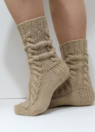 Вязаные женские носки из полушерстяной пряжи3 фото