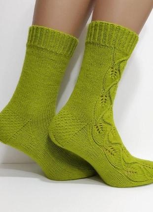 Жіночі в'язані шкарпетки з напіввовняної пряжі7 фото