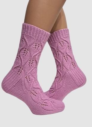 Женские вязаные носки с ажурным узором5 фото