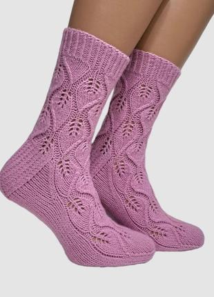 Женские вязаные носки с ажурным узором2 фото
