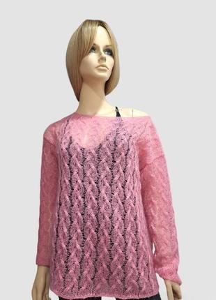 Женский вязаный свитер из мохера9 фото