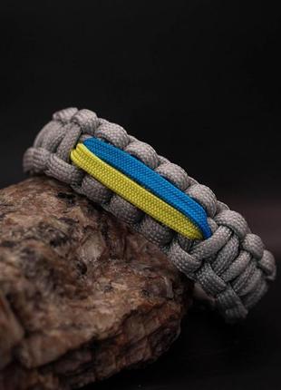 Паракордовый браслет cobra с желто-голубой ленточкой на пластиковой застежке, размер и цвет под заказ3 фото