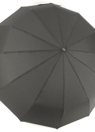 Мужской черный зонт автомат 12 карбоновых тройных спиц антишторм6 фото