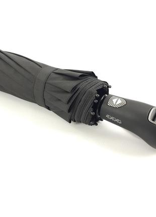Мужской черный зонт автомат 12 карбоновых тройных спиц антишторм4 фото