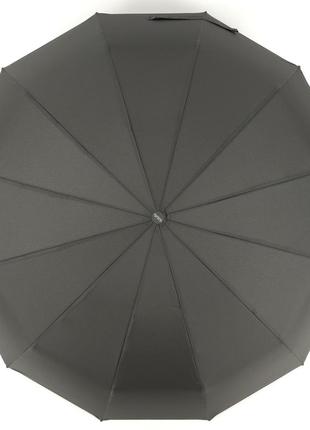 Мужской черный зонт автомат 12 карбоновых тройных спиц антишторм8 фото