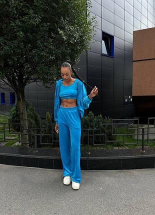 Велюровий костюм палаццо з розрізами