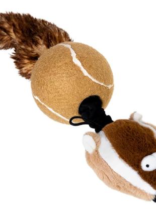 Іграшка для собак барсук із 2 пискавками gigwi catch&fetch, штучне хутро, тенісна гума, мотузка, 32