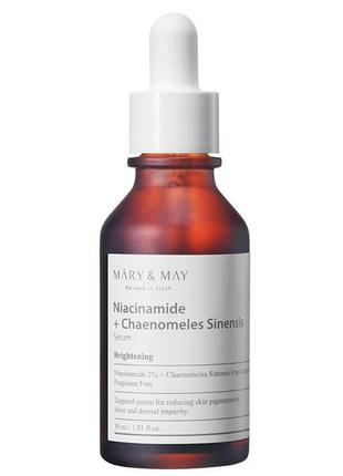 Серум для вирівнювання тону шкіри mary&may niacinamide + chaenome