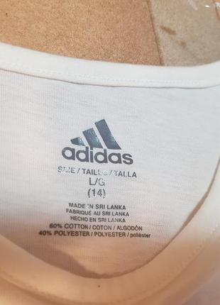 Футболка детская белая, логотип с блестками adidas, адидас размер l/g 14 оригинал5 фото