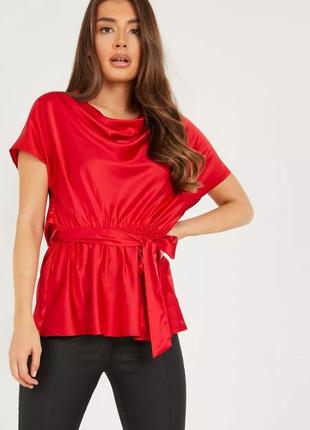 Сатиновая красная блуза топ quiz