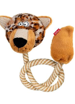 Іграшка для собак леопард із пискавкою і мотузкою gigwi eco friendz, перероблений текстиль, l, 76 см