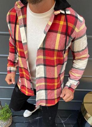 Байковая рубашка с капюшоном