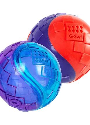 Игрушка для собак два мяча с пищалкой gigwi ball, tpr резина, 6 см