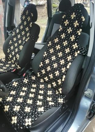 Дерев'яна автомасажна накидка на сидіння автомобіля. 3 ременями для кріплення