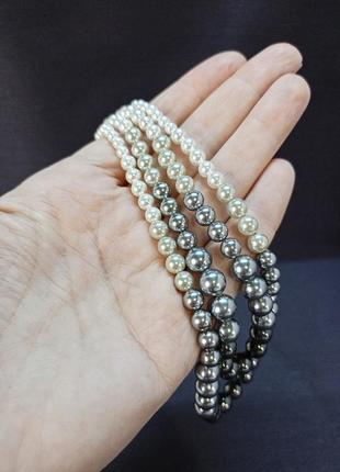 Двойное ожерелье из перламутра и гематита4 фото