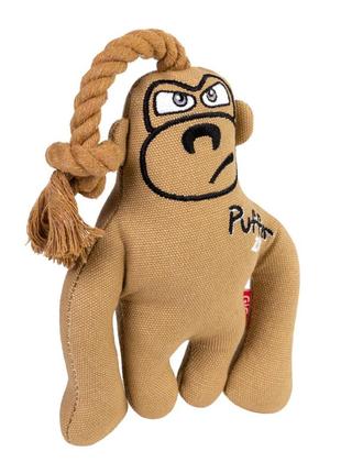 Игрушка для собак обезьяна с пищалкой gigwi puffer zoo, текстиль, веревкаа, 31 см