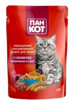 Пан-кот консервы для кошек говядина в соусе 100г пауч - 100г