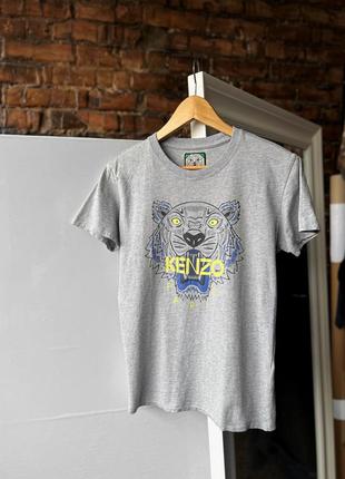 Kenzo paris women’s gray short sleeve t-shirt center graphic print жіноча футболка