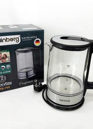 Стеклянные электрические чайники с подсветкой rainberg rb-709 | чайник дисковый | vm-358 электронный чайник