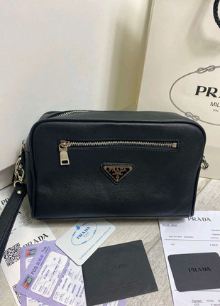 Крос-боді сумка saffiano leather prada brique чорна