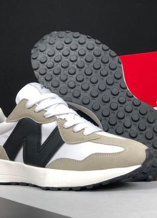 Мужские кроссовки new balance 327 белые с бежевым