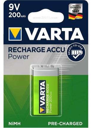 Аккумулятор krona (7hr9v / 6f22) varta ni-mh 200мач ready-to-use4 фото