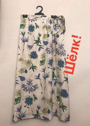 Шёлковая юбка в цветочный принт1 фото