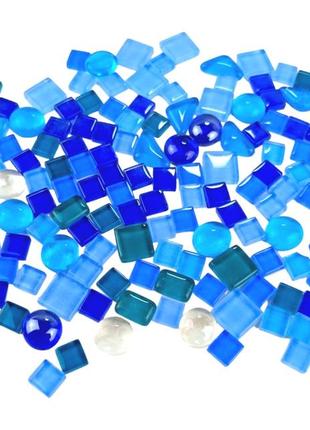 Набір шматочків мозаїки камінці мікс синій блакитний 200 гр 150-170 шт каміння декоративні для декору2 фото