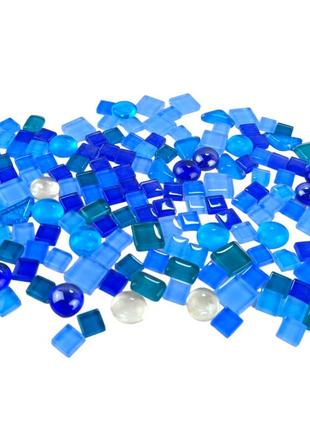 Набір шматочків мозаїки камінці мікс синій блакитний 200 гр 150-170 шт каміння декоративні для декору9 фото