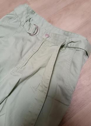 Широкие брюки на высокой посадке с поясом защипами и карманами6 фото