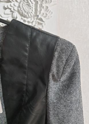 Пиджак жакет кожа пиджак с кожаными вставками4 фото