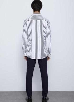 Zara man slim fit comfort stretch striped long sleeve 1927 shirt стрейчевая, приятная на ощупь рубашка, на длинный рукав3 фото