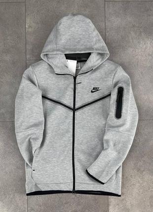 Мужская кофта nike tech fleece на весну в светло-сером цвете premium качества, стильная и удобная кофта на каждый день4 фото