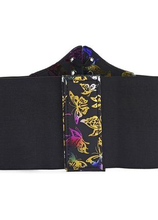 Корсет пояс на талию с цветным рисунком бабочки , декоративный корсет на липучке и шнуровке код 9877 фото