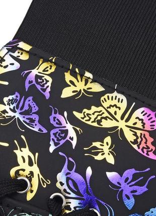 Корсет пояс на талию с цветным рисунком бабочки , декоративный корсет на липучке и шнуровке код 9878 фото