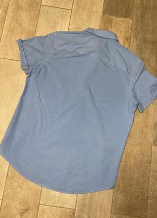 Голубая рубашка ,рубашка в клетку,короткий рукав(013)2 фото