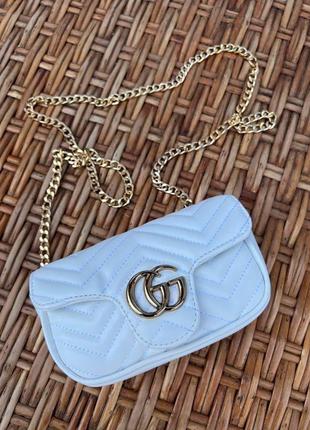 Сумка gucci marmont mini white1 фото