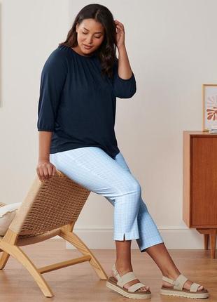 Якісні блакитно-білі стрейч штани у клітинку 7/8, tchibo (німеччина) (40, 44 євро)