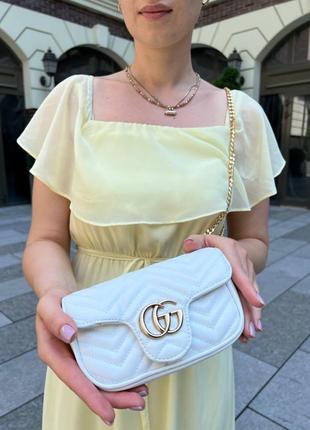 Сумка gucci marmont mini white7 фото