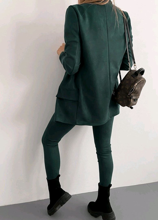 Стильний, модний жіночий костюм штани штани, піджак замш8 фото