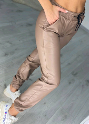 Теплі зимові штани штани джогеры екокожа хутро до 58 розміру6 фото