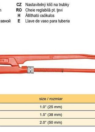 Ключ трубний карбонова сталь 2,0" 90° vorel-55217